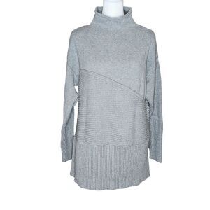 Vince Camuto Funnel Neck Tunic Sweater Women's Medium Cotton Light Gray